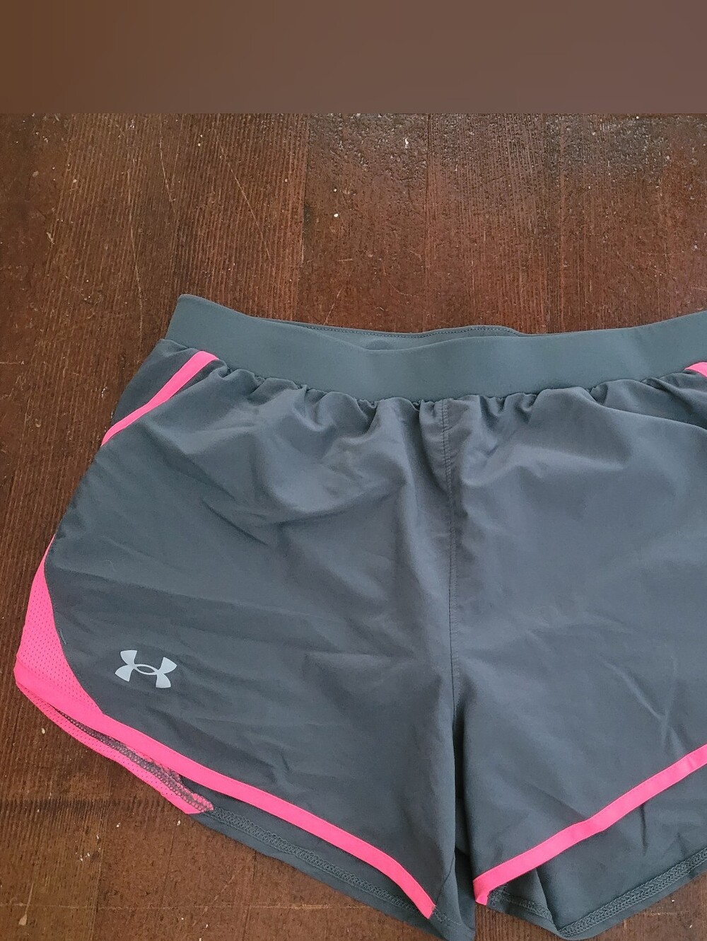 Under Armour Women’s Dark Gray Athletic Shorts with Pink Trim